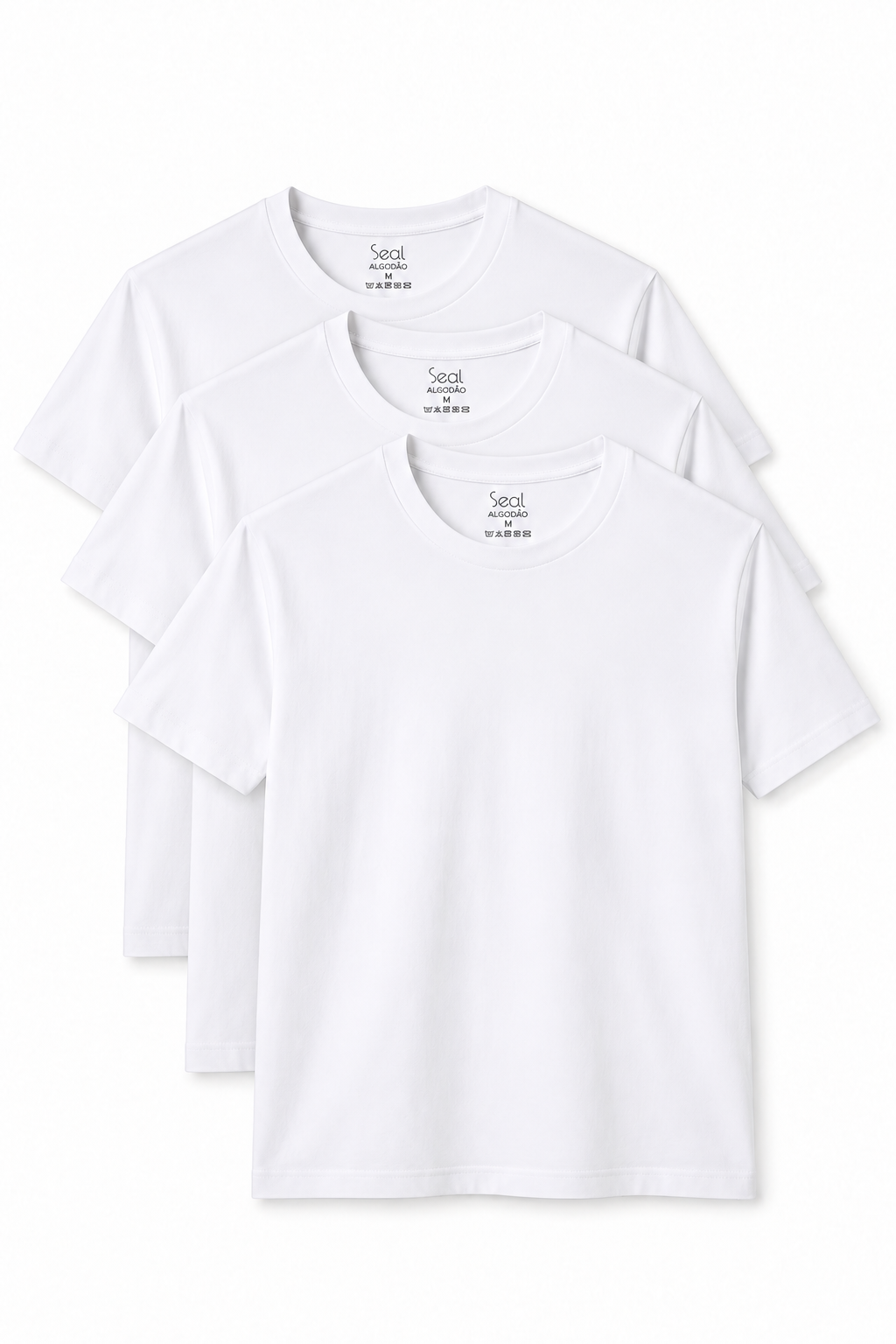 Kit 3 Camisetas Algodão Premium - Branca