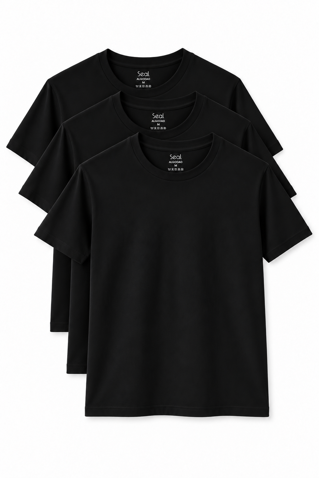 Kit 3 Camisetas Algodão Premium  - Preto