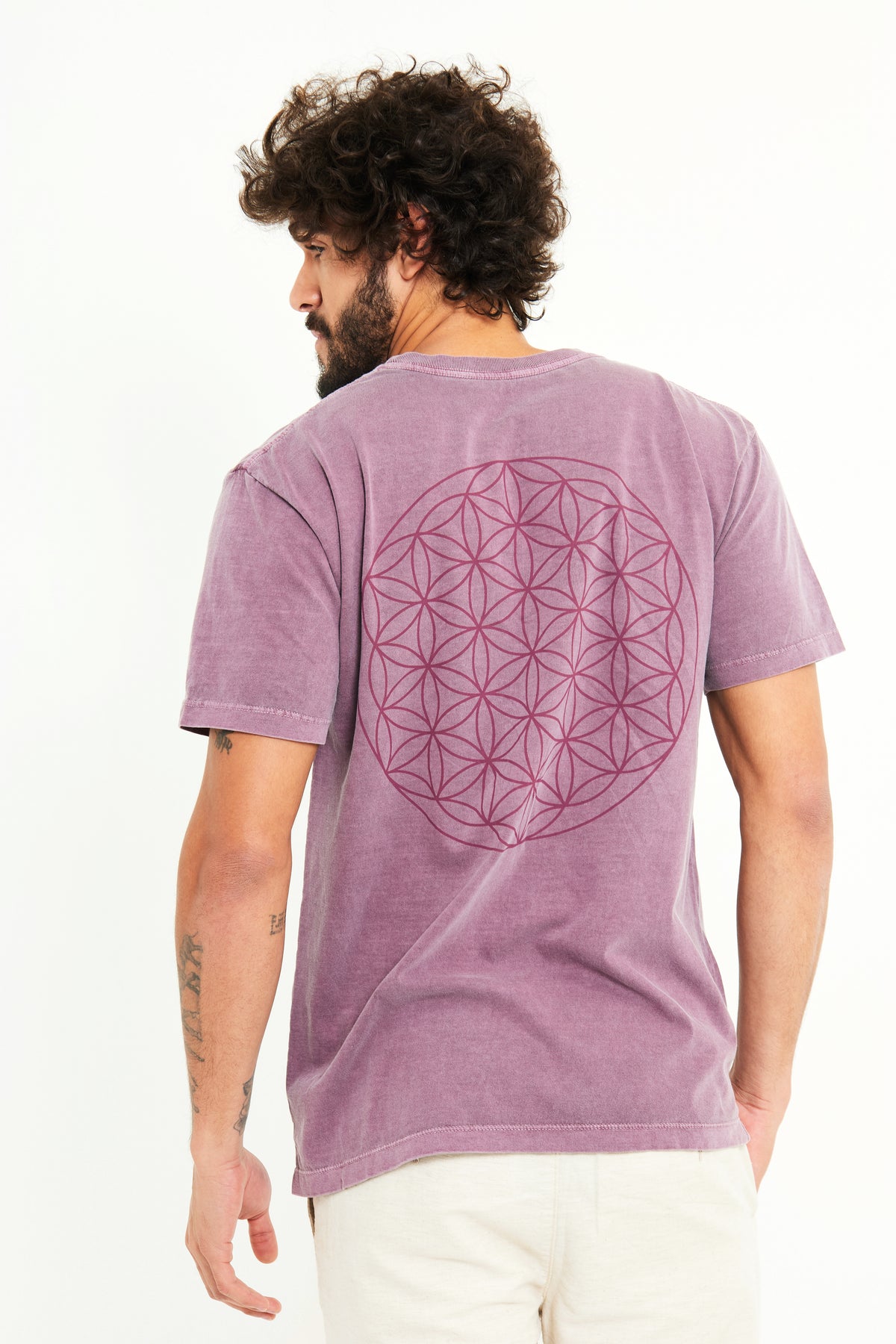 Camiseta Estonada Flor da Vida - Vinho