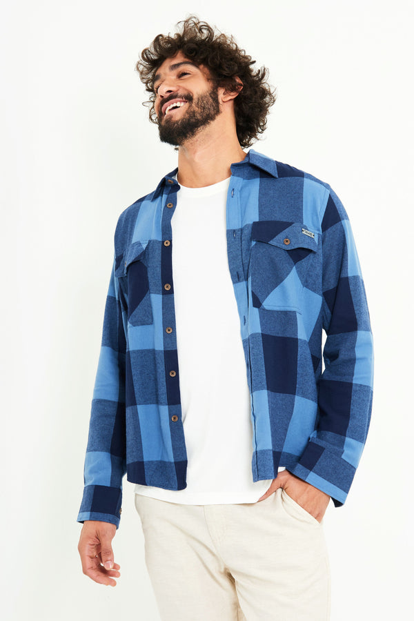 Camisa Flanelada Xadrez Azul