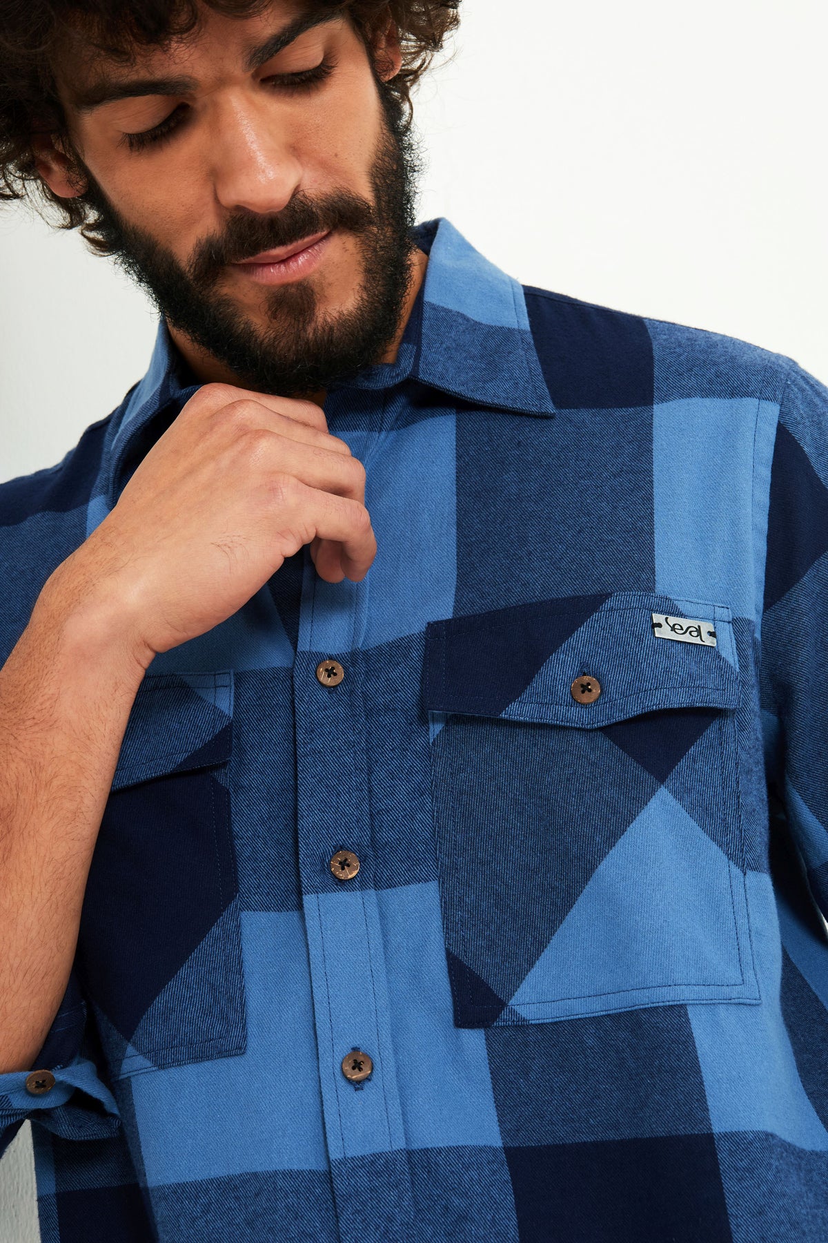 Camisa Flanelada Xadrez Azul
