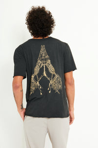 Camiseta Corte a Fio Namastê  - Chumbo