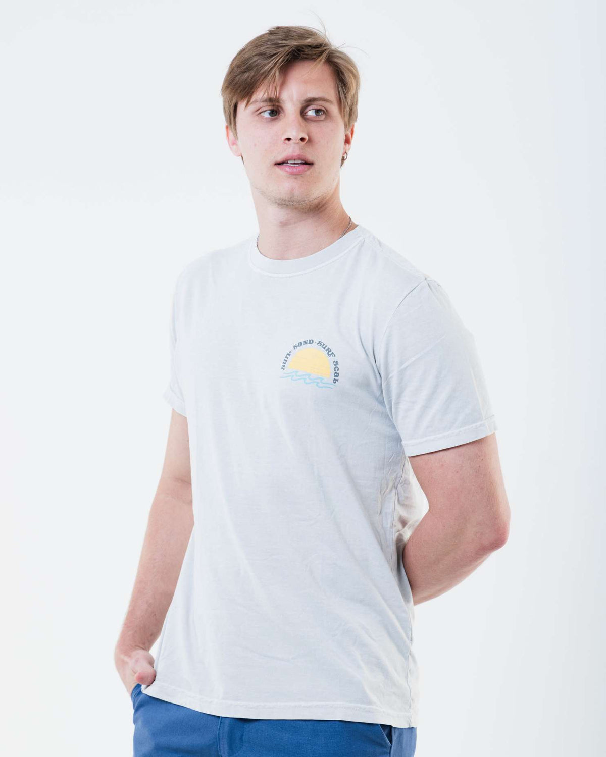 Camiseta Sun Sand Surf Branco Gelo