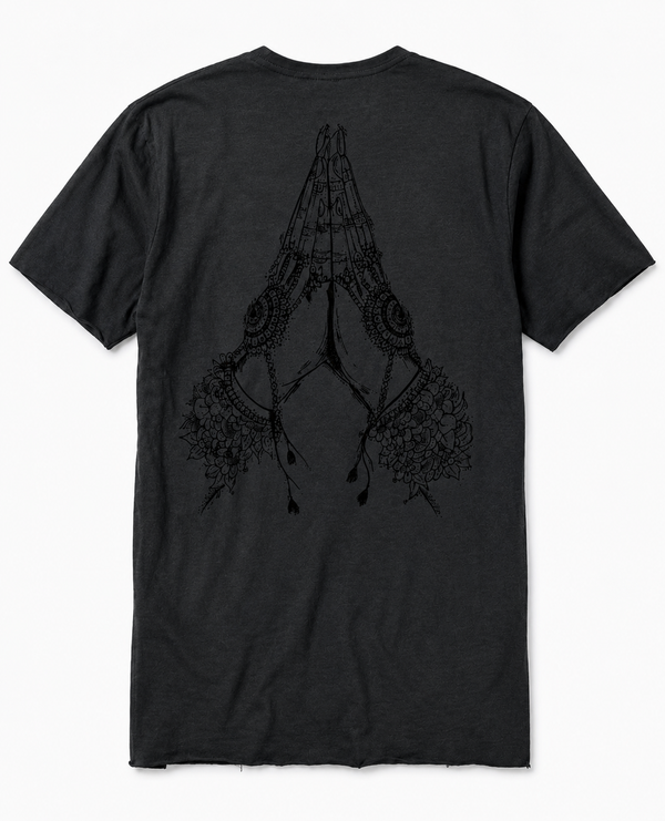 Camiseta Corte a Fio Namastê  - Chumbo